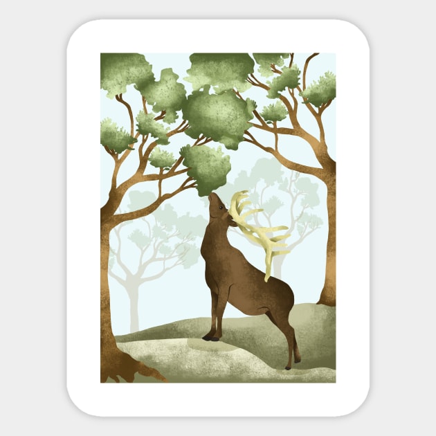 Big Horned Deer Sticker by Salfiart